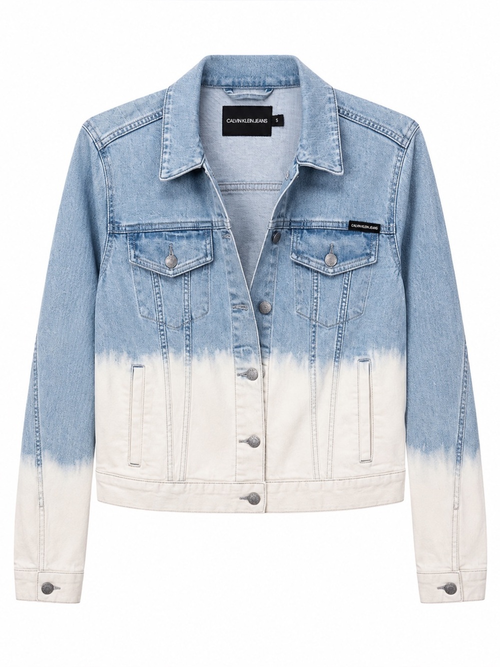 Calvin Klein Women's Ombre Blue and White Jean Jacket‎